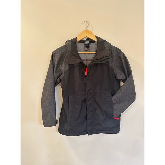 Boys North Face Dryvent Hooded Jacket sz M (10/12) Black and Gray North Face - Picture 8 of 9